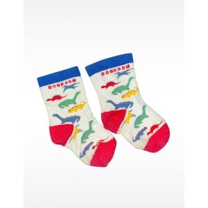 Vintage Oshkosh B'Gosh Toddler Socks Dinosaurs Color block embroidered AOP